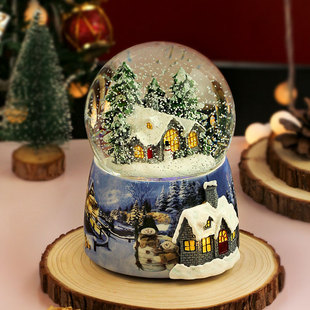会下雪的水晶球女孩机械发条八音盒音乐盒女童生日礼物飘雪可旋转