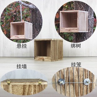 大号鸟窝户外防雨鹦鹉繁殖箱保暖加厚实木挂树幼儿园景区绿色校园