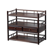 桌面茶具收纳架子小型博古架实木中式 茶室置物架复古茶杯壶架茶柜