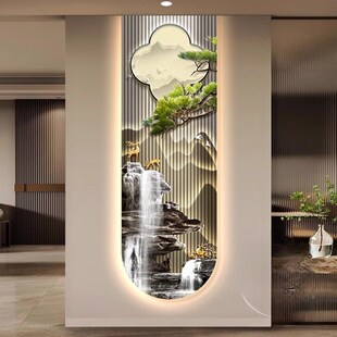 壁灯福鹿玄关装饰画轻奢高级感楼梯间过道挂画LED氛围灯客厅灯画