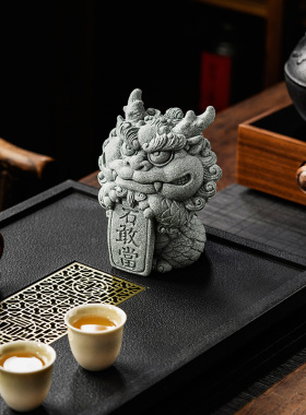 青砂石创意石敢当家居摆件中式桌面玄关装饰品茶宠摆件鱼缸造景
