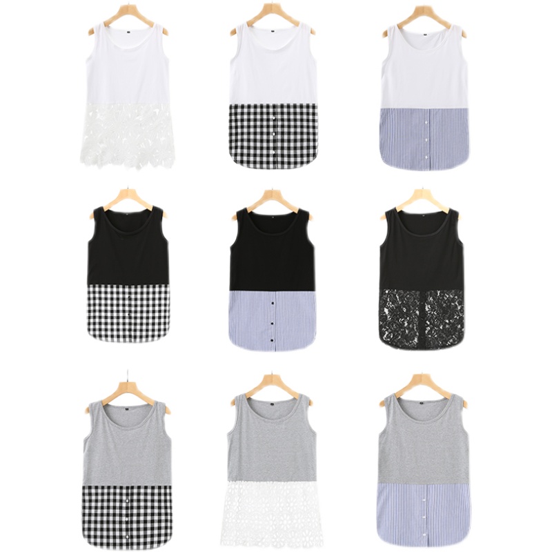 2021秋冬新款百搭假两件背心裙拼接假下摆内搭打底衫全棉圆领包邮