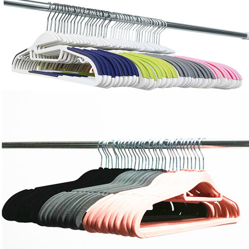 家用植绒衣柜衣架 晾晒无痕省空间塑料衣撑多色