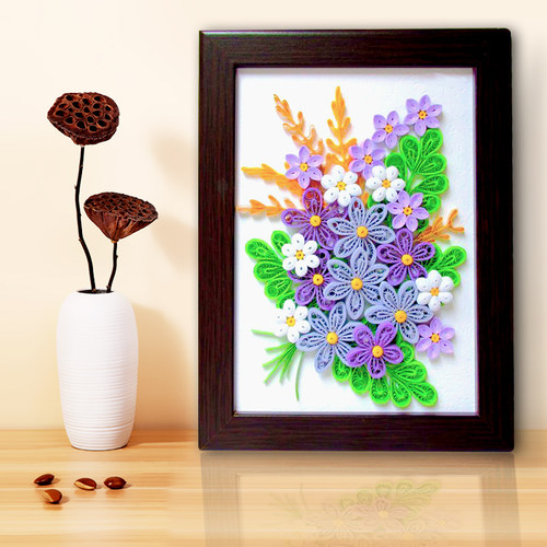 教师节衍纸材料包套装美丽花儿A4diy学生手工贺卡折纸卷纸成品画