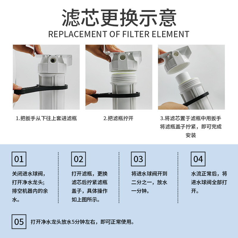 家用10寸滤瓶单级双级三级前置过滤器配PP棉活性炭压缩碳滤芯