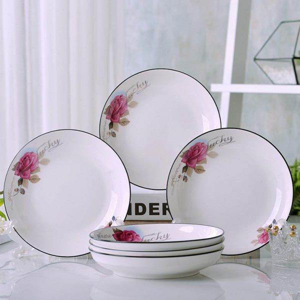 【6只装】家用圆盘菜盘碟子陶瓷创意深盘卡通碟子新骨瓷餐具加厚,节庆用品/礼品,文化创意餐具,淘宝优惠券,粉丝福利购,淘宝优惠卷