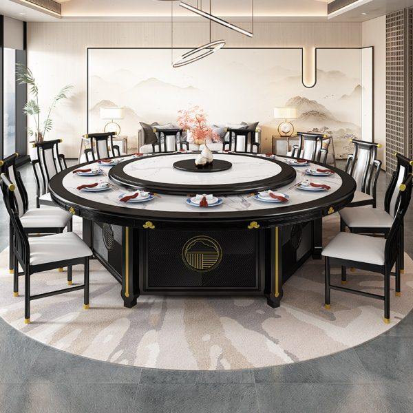 新中式全实木岩板电动餐桌商用20人大圆桌酒店2.8米吃饭火锅桌子,住宅家具,岩板餐桌,淘宝优惠券,粉丝福利购,淘宝优惠卷