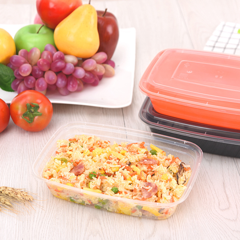 铭星长方形美式欧式1000ml一次性餐盒塑料外卖打包饭盒快餐便当厚