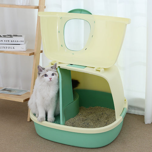 猫砂盆走廊式半封闭式隔臭超大号长通道防带砂幼猫猫咪厕所用品
