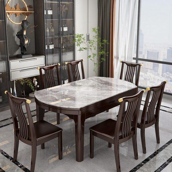 新中式岩板餐桌家用可伸缩现代小户型家用方圆两用带电磁炉饭桌,住宅家具,岩板餐桌,淘宝优惠券,粉丝福利购,淘宝优惠卷