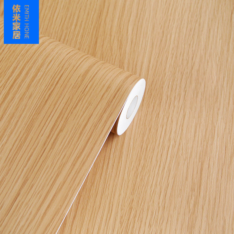 韩版PVC木纹贴纸自粘墙纸壁纸展柜家具翻新加厚带导气槽贴膜30米