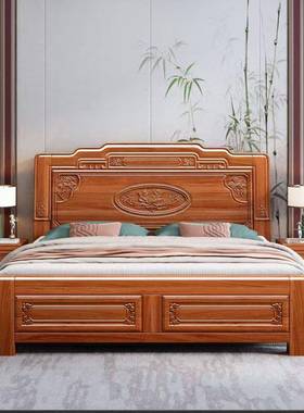 金花梨木主ILP卧加双厚加实木榫卯构结中式粗雕花仿古菠萝格木人