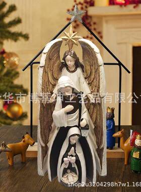 跨母亲节四四件套装饰品摆件信仰件诞生摆家庭居院装饰树脂境工艺