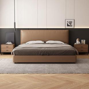 新款 薄极简床头双现代简约气压储物床人床储床抽屉 CRU物意式