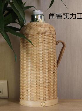 厂家直销纯工竹编藤编热水瓶暖老怀式古旧竹工用复古壶保温瓶OIF