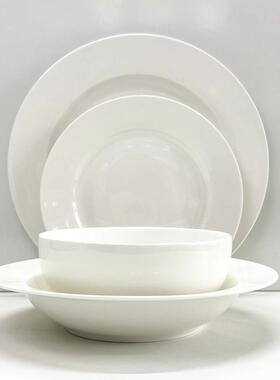 跨境高端骨瓷碗碟具纯白陶釉下彩家套装Z1204瓷白色碗餐盘子白瓷