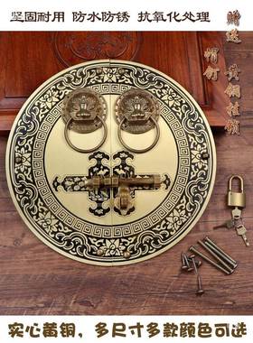 狮仿古中式头子拉手GNH大门栓锁扣插销配件明装门锁兽头大门黄环