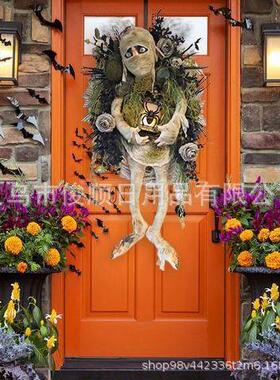 跨境新伊款20e25umny-001mmyHallowMeenWrath木乃万圣节花环门前