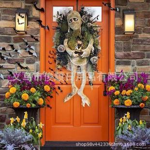 跨境新伊款 001mmyHallowMeenWrath木乃万圣节花环门前 20e25umny