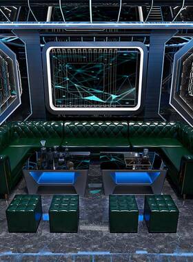 KV沙发酒吧总会茶T几音夜乐主题高餐厅包厢档清吧UTV-3型L型卡座