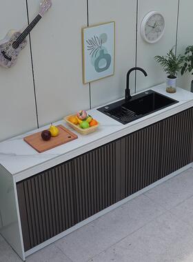 铝合金户外头岩板洗手34554盆室外别墅花园仿台石水槽洗池一体储