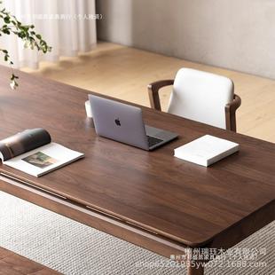 黑胡桃木客桌樱木餐桌餐黑胡AA2055桃桃木厅大长书桌工作台全实木