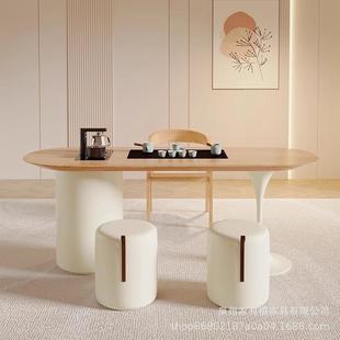 奶油风实茶木台桌椅组合现代简约家用阳台户小型泡茶办公室大CHO