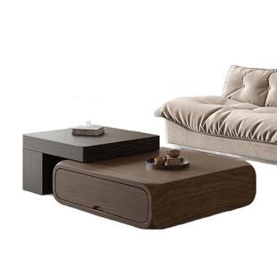 古风小意式 RMC伸缩茶几户组型胡桃现代家用客木厅合简约电视柜新