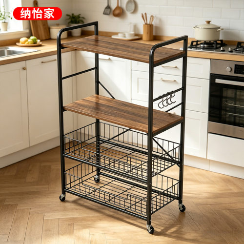 家用架落地多层微波炉收纳架果蔬架子多用途菜篮子储物架厨房置物