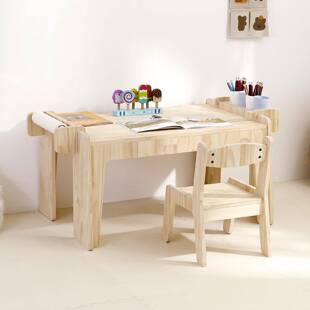 儿童画学习桌椅套装 01手 书实木家用多功带轴笔筒儿童能桌益智XXZ