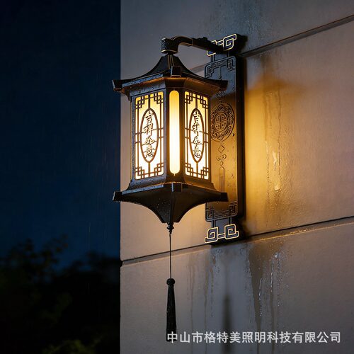 新中式风格太阳能壁灯别墅庭院大门柱灯全铝走廊壁灯围墙新款壁灯