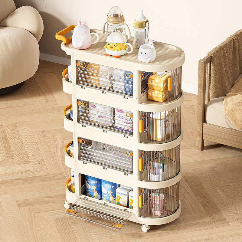 家用客厅婴儿童宝卧可移动830免安装折叠层收纳多宝柜室小推车置