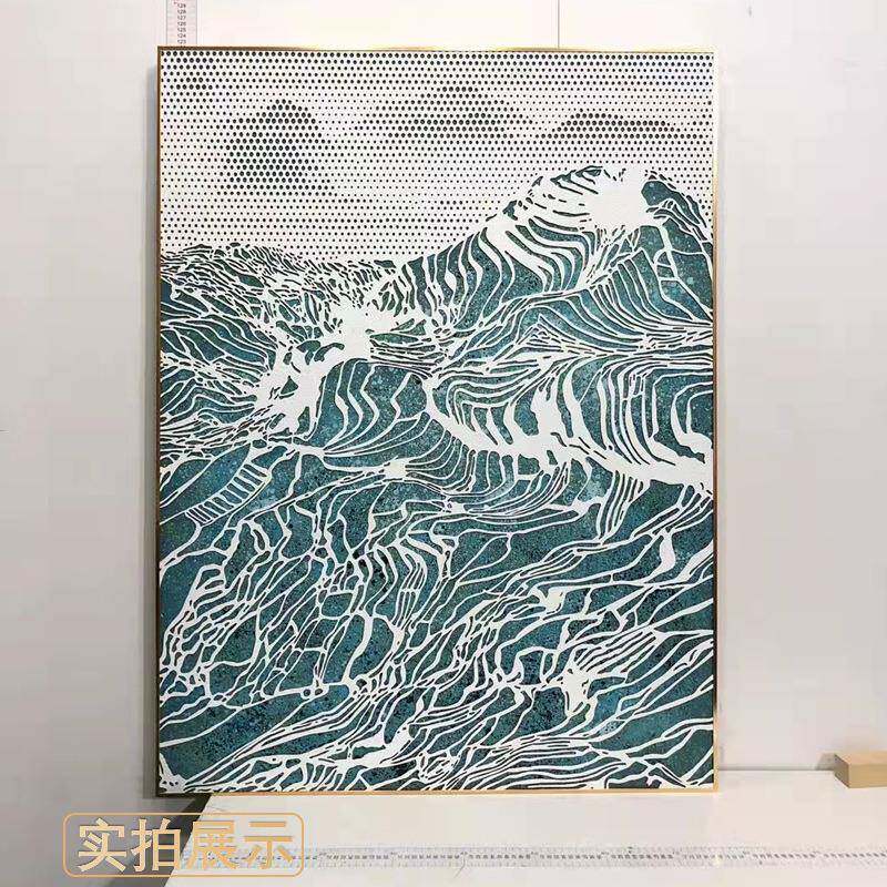 肌入户走廊尽沙岩浮雕理壁头画过道抽象样板CKV现代简约房玄关装