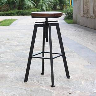 旋643转升吧降高脚吧台椅现家用酒吧椅铁艺高脚凳子实代简约木椅m