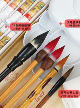 国画毛笔画牡丹写专用狼羊兼学毫套装大中笔小HCL号斗专业级初意