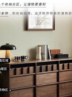 实客厅复卧室网木红古靠收纳床尾墙储FMP物抽屉