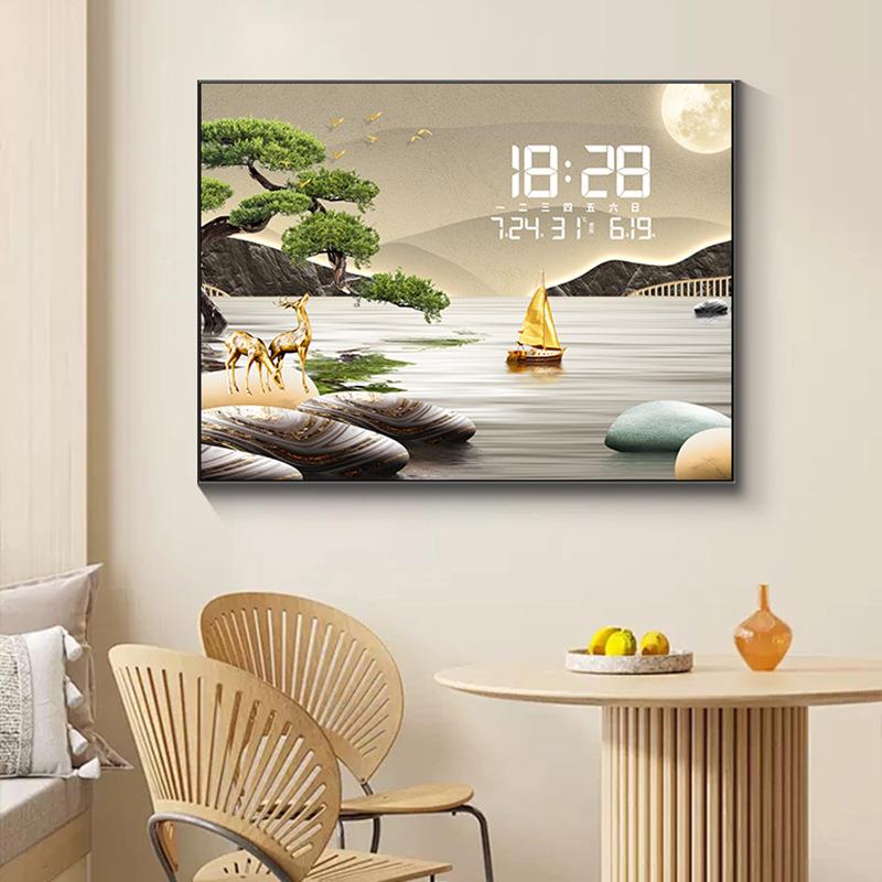 2025电新遮款电表箱装饰画时钟带阴历现代轻餐奢厅BQFS-020配箱挡