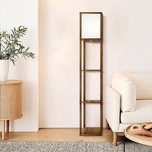 亚木马逊热布销烧罩落地灯火木纹置物架灯BOFL01书架灯纹架子灯落