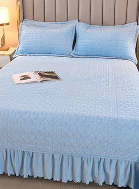 加厚保暖宝宝绒单件床盖结褥FGR婚喜嫁庆红色秋冬季绗大缝床夹棉