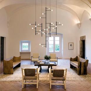 2极简复挑楼别墅楼梯间空大吊 形吊灯大厅意式 1917025新款 客厅枝式