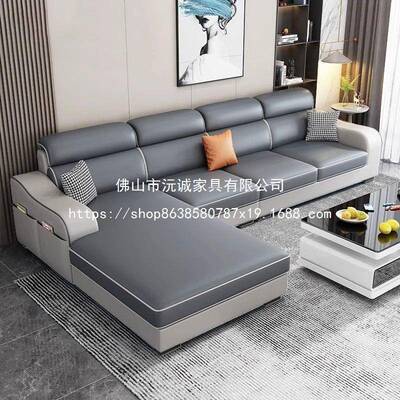 新款猫皮沙发约大小户型出两租房折叠抓L型客简厅组合布艺XOU沙发