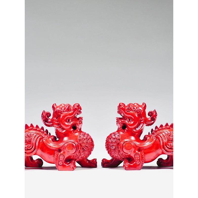 木貔貅招艺财摆件一对红色实木雕刻宝聚MQK-7盆家居办公电视柜装,家居饰品,根雕,淘宝优惠券,粉丝福利购,淘宝优惠卷