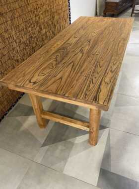 5V木老榆桌XDU实木板复古简约平板茶桌长条桌家用木桌原吧台大餐