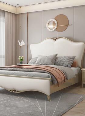 美式实木胶床约现代双人床主简OLZ卧奢公主软包靠华背床结婚精品