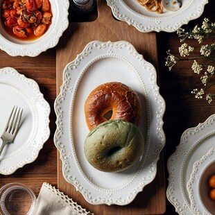 法式 盘子菜盘家用宫廷风巴洛克西餐盘 复古沙拉碗碟中古风餐具套装