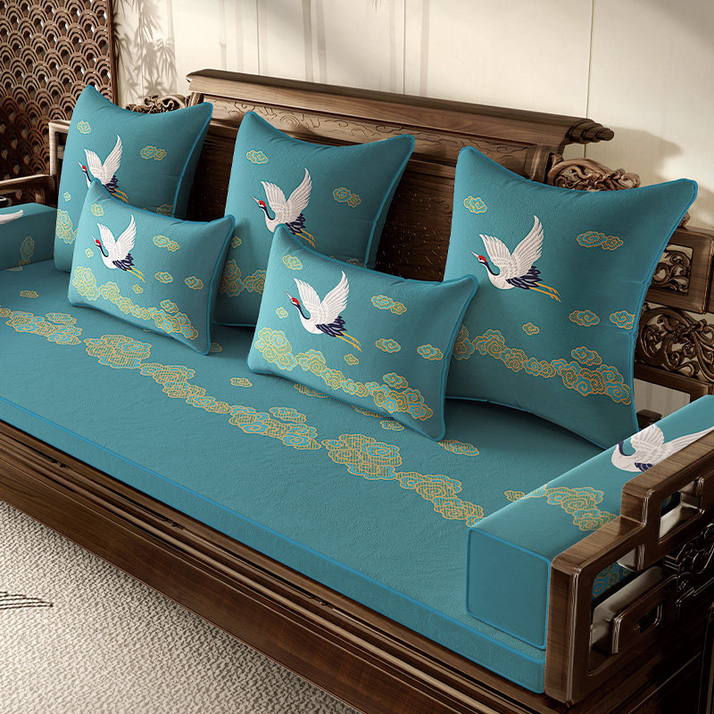 红木沙发坐垫中式实木家具绣花靠垫沙发罩套罗汉床垫子五件套定做