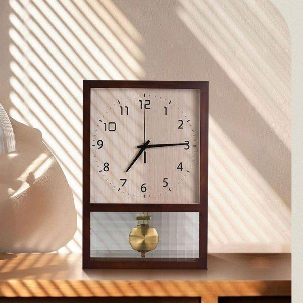 日式复古实木挂钟现代简约家用静音座钟客厅艺术创意原木摇摆时钟,家居饰品,挂钟,淘宝优惠券,粉丝福利购,淘宝优惠卷