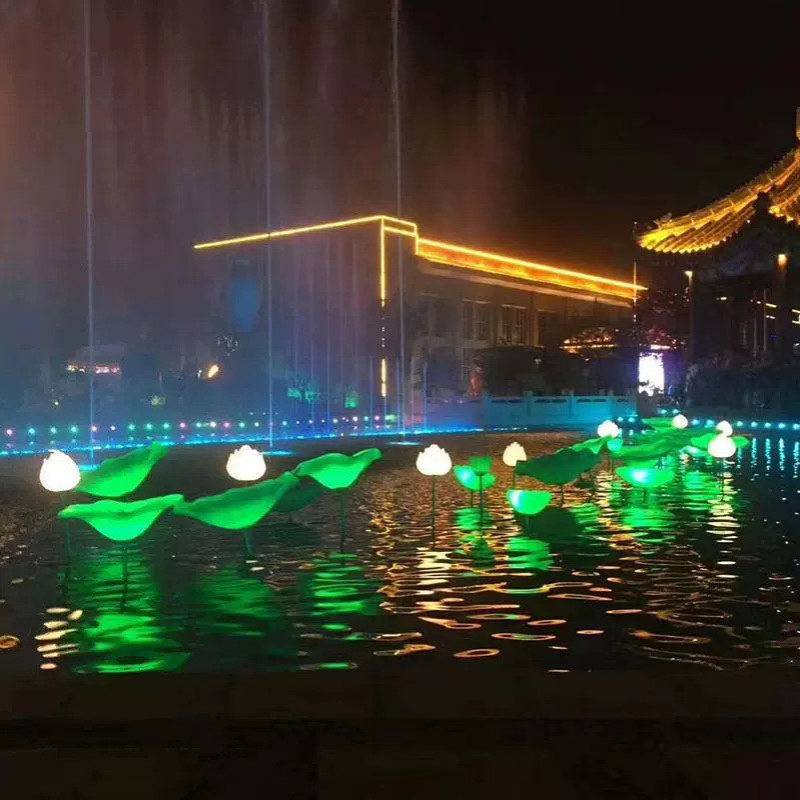 LED莲花灯荷花灯公园景观装饰亚克力户外接电太阳能防水景观灯