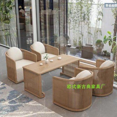 售楼处部新中式洽谈桌椅酒店会所接待沙发样板房茶楼茶桌休闲沙发