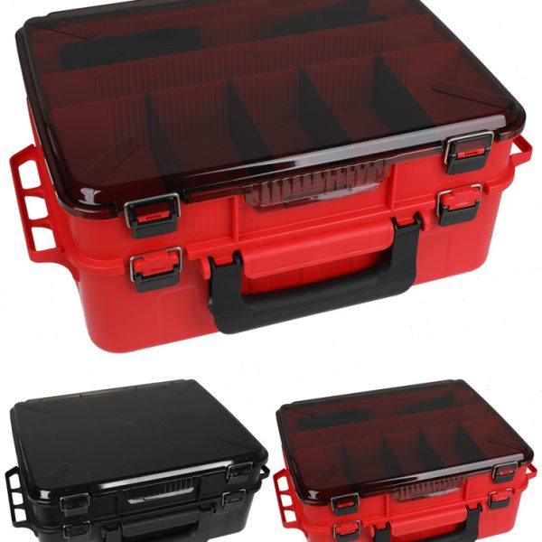 双层手提路亚饵盒 双层渔具收纳箱 渔具鱼饵渔轮收纳箱垂钓配件箱